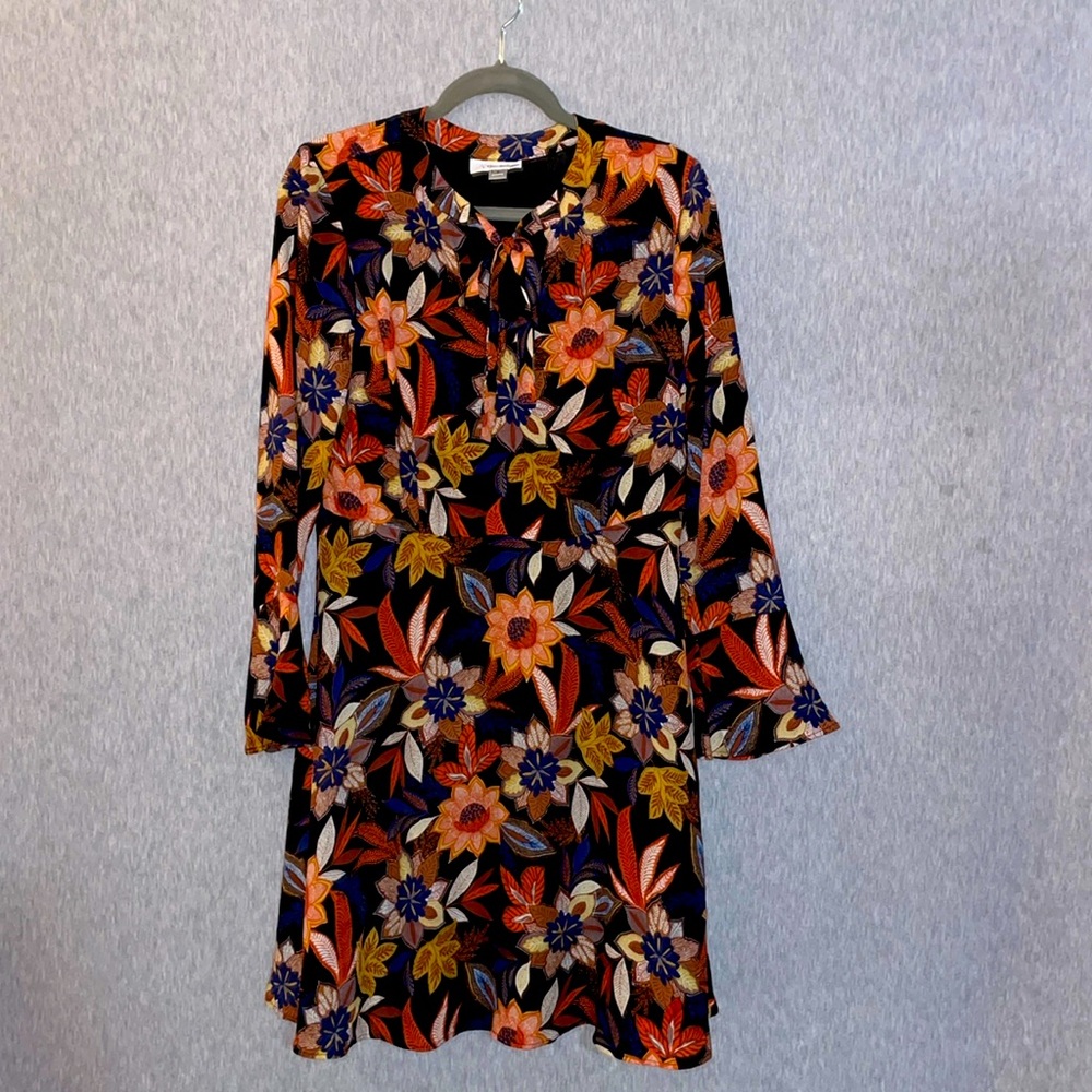 5 Twelve Leaf print long sleeve dress fall autumn color